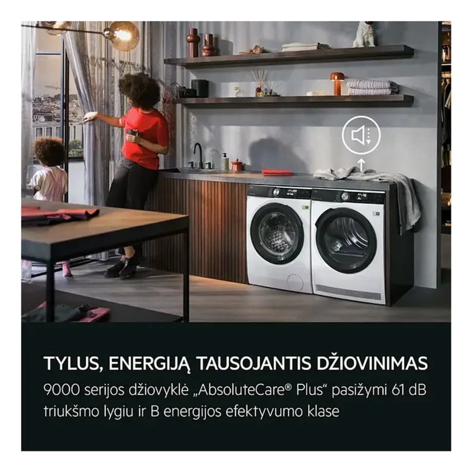Soojuspumbaga kondenskuivati AEG TR9396CE, 9 kg, A+++ energiaklass (uus B), 61 dB, 3DScan, AbsoluteCare, MixDry, Hygiene programm, Wi-Fi, valge – 8