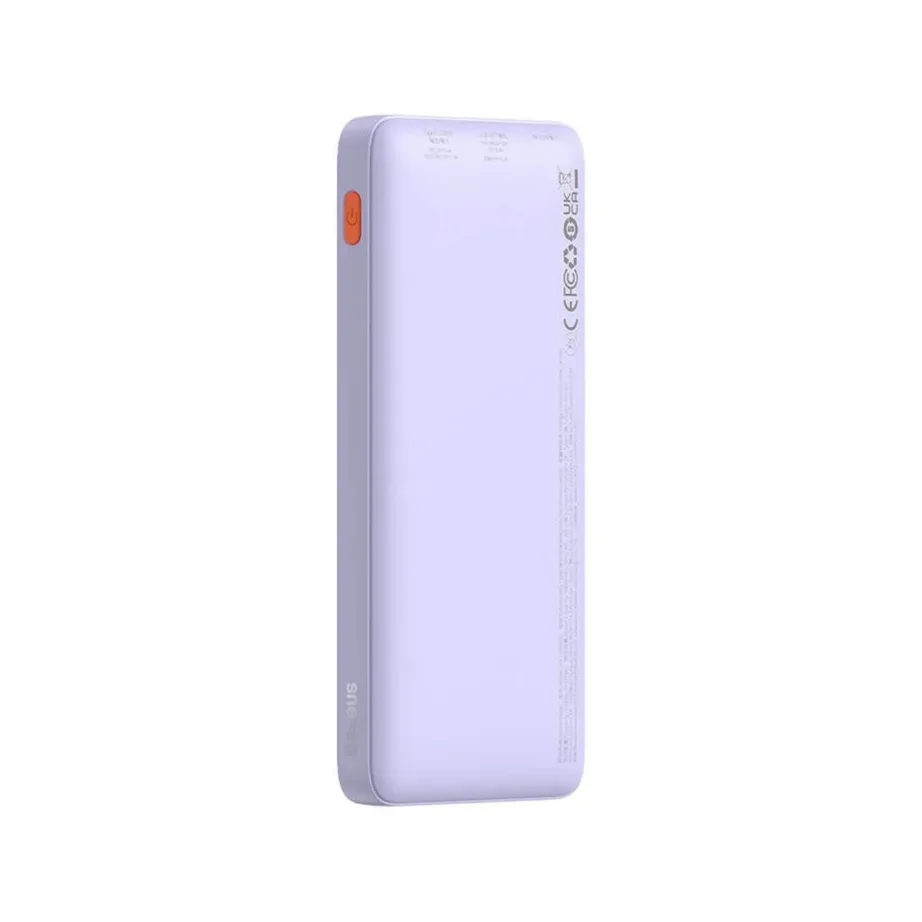 Baseus Airpow P10022801513-00 10000mAh 20W lilla liitium-polümeer akupank USB-C/USB-A LED-indikaatoriga, mobiilidele ja tahvelarvutitele – 5