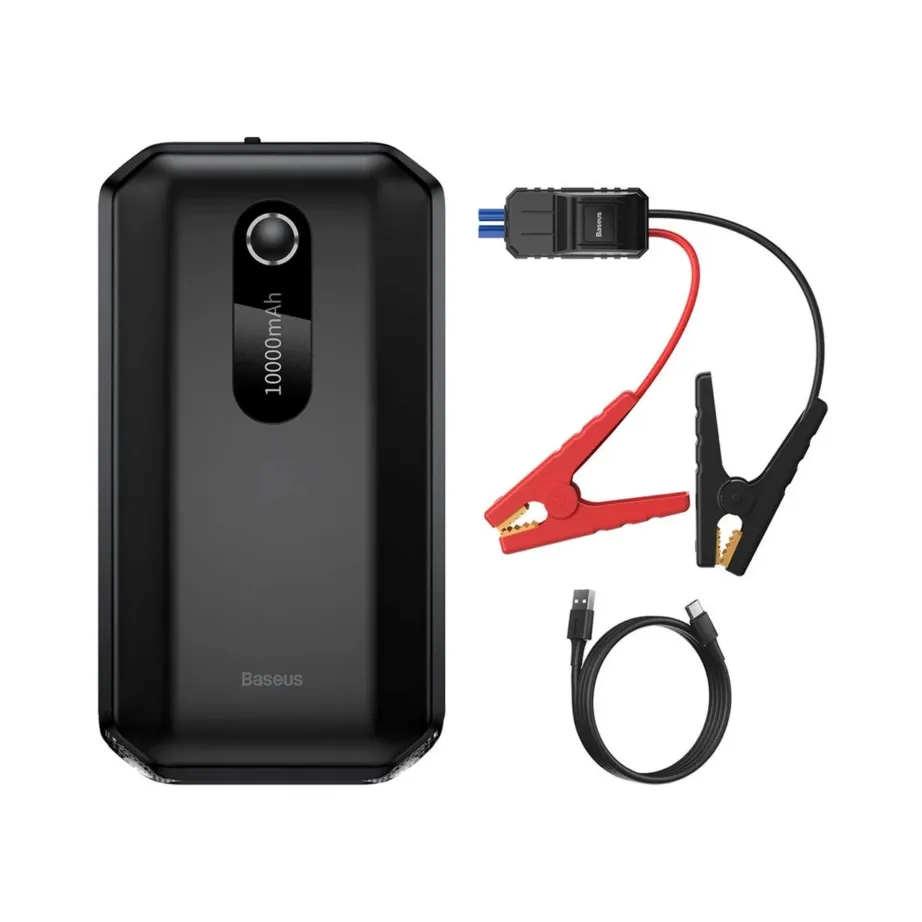 Baseus BS-CH001 10000 mAh 12V 1000A käivitusabi LiPo akuga, digitaalse ekraani ja taskulambiga, must - 5
