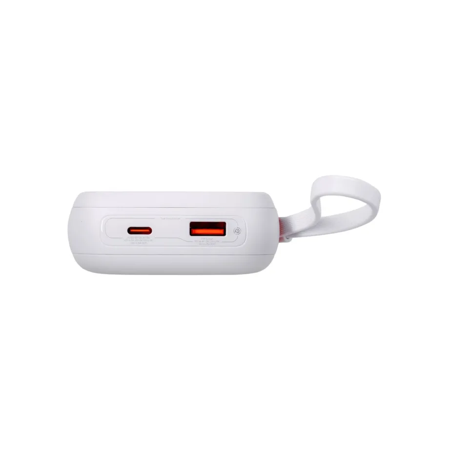 Baseus QPow2 20000mAh 30W valge LiPo akupank 4 seadme laadimiseks, USB-C/USB-A, kiirlaadimise ja LED-ekraaniga – 8
