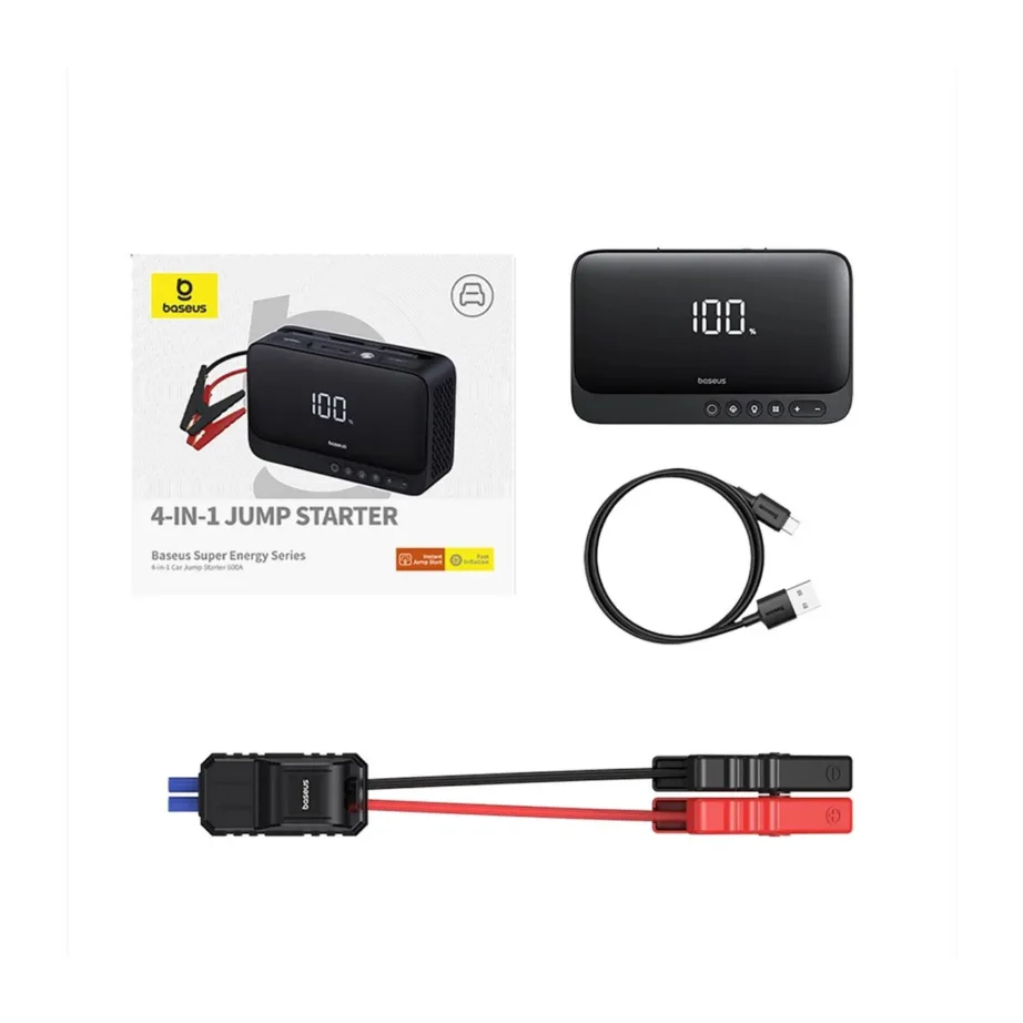 Baseus Super Energy BS-CH013 4in1 6000mAh LiPo akuga käivitusabi, kompressor 150 psi, akupank ja LED-taskulamp, must – 7
