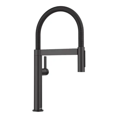 Väljatõmmatava vooliku ja topeltpihustiga köögisegisti BLANCO CULINA-S II Mini, must matt messing