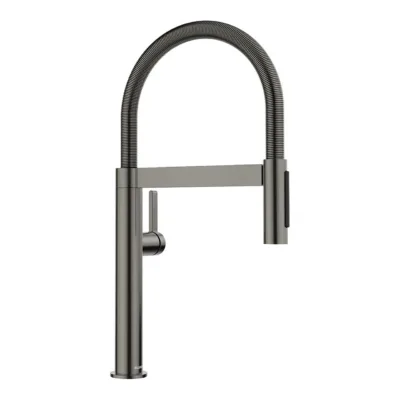 Tõmmatava dušivoolikuga köögisegisti BLANCO CULINA-S II Mini Satin Dark Steel, eemaldatav voolik, kahekordne pihustus,