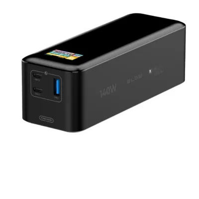 BLOW AIR99.9 27000mAh 140W LCD must polümeerakuga powerbank, 2x USB-C ja USB-A, 3 seadme laadimiseks