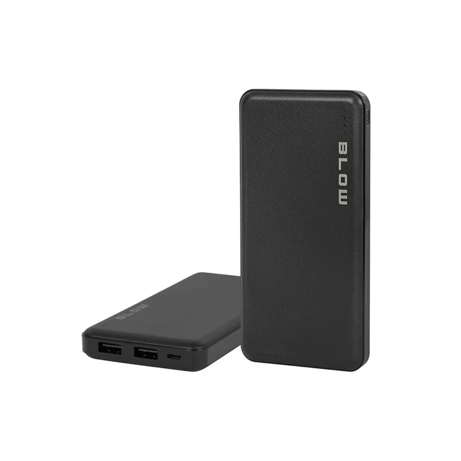 BLOW PB10A 10000mAh must universaalne akupank, 2 USB väljundit, 2.1A kiire laadimine, 145x68x15 mm