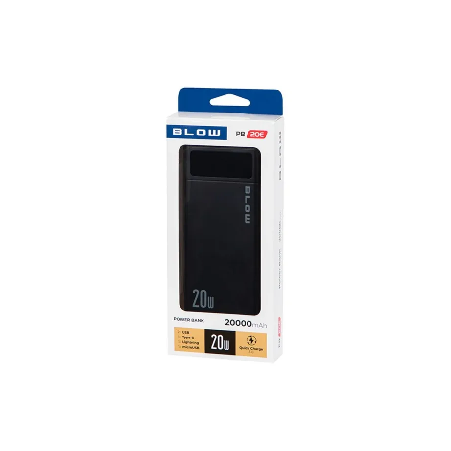 BLOW PB10A must polümeer powerbank 10000mAh, 2xUSB, Micro-USB laadimine, kaasas USB-C kaabel – 2