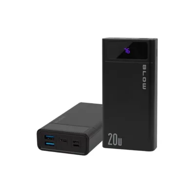 BLOW PB10A must polümeer powerbank 10000mAh, 2xUSB, Micro-USB laadimine, kaasas USB-C kaabel