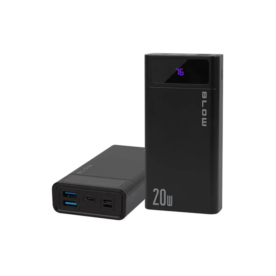BLOW PB10A must polümeer powerbank 10000mAh, 2xUSB, Micro-USB laadimine, kaasas USB-C kaabel