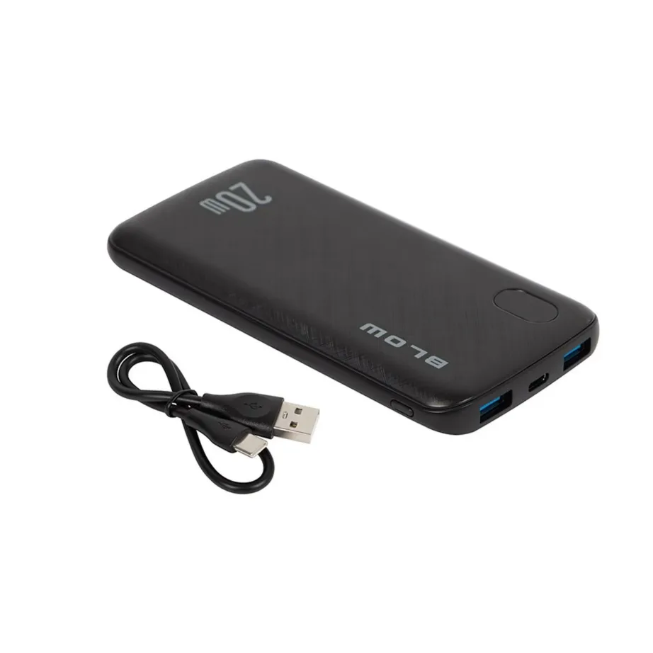 BLOW PB10B 10000mAh 22.5W must kolme USB-pordiga kiirlaetav akupank, 145x70x16.5 mm – 4