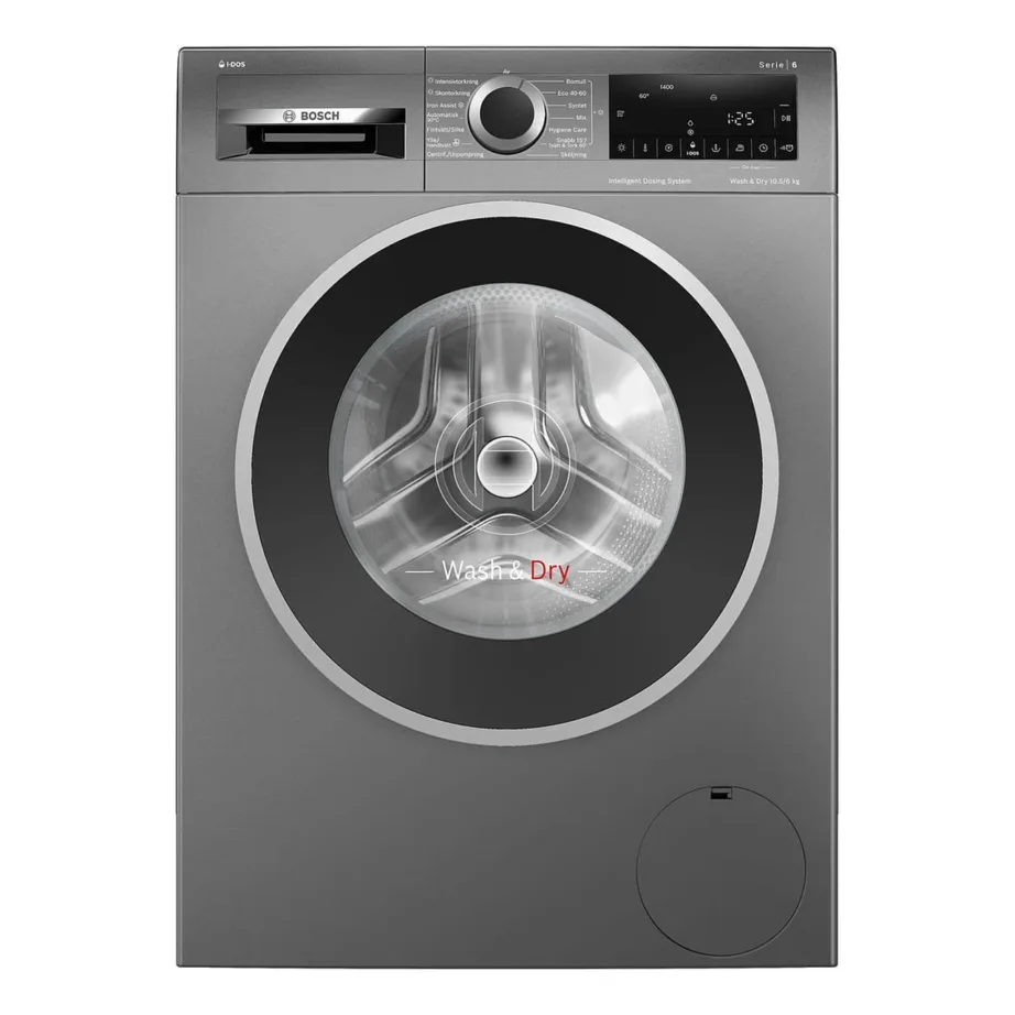 Kuivatiga pesumasin automaatse doseerimisega BOSCH WNG254ARSN, 10,5/6 kg, 1400 p/min, A energiaklass, inverter mootor, auruprogramm, hall, 60 cm