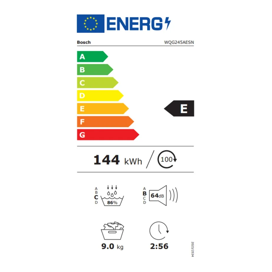 9 kg soojuspumbaga kondentskuivati BOSCH WQG245AESN, A++ (uus klass E), vabaltseisev, inverter-mootor, SelfCleaning Condenser, valge, 85x60x61,3 cm, 64 dB - 6