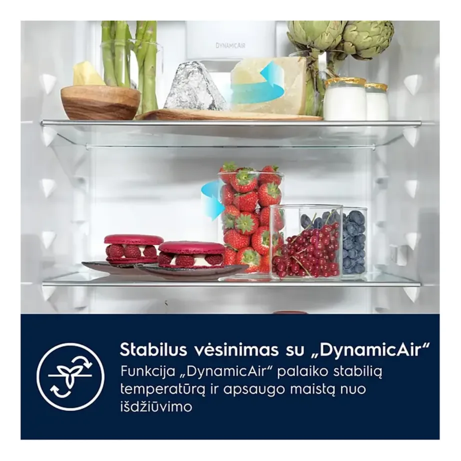 Integreeritav NoFrost külmik-sügavkülmik GreenZone sahtliga ELECTROLUX E7TNGE75S, 70 cm, 284/87 L, E energiaklass, inverterkompressor, liughinged, 35 dB, valge – 5