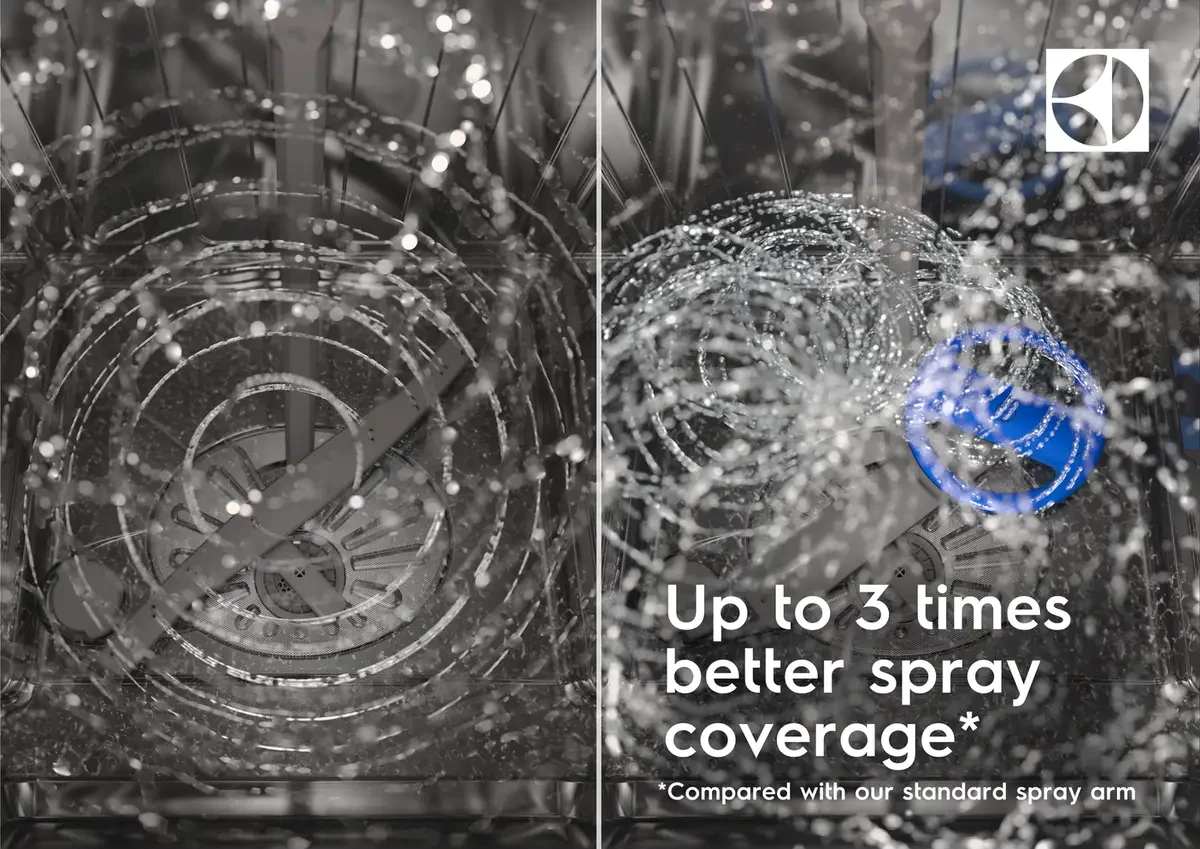 Electrolux EEG63400L SatelliteClean pihusti suunab vee mitmes eri suunas põhjalikuks pesuks