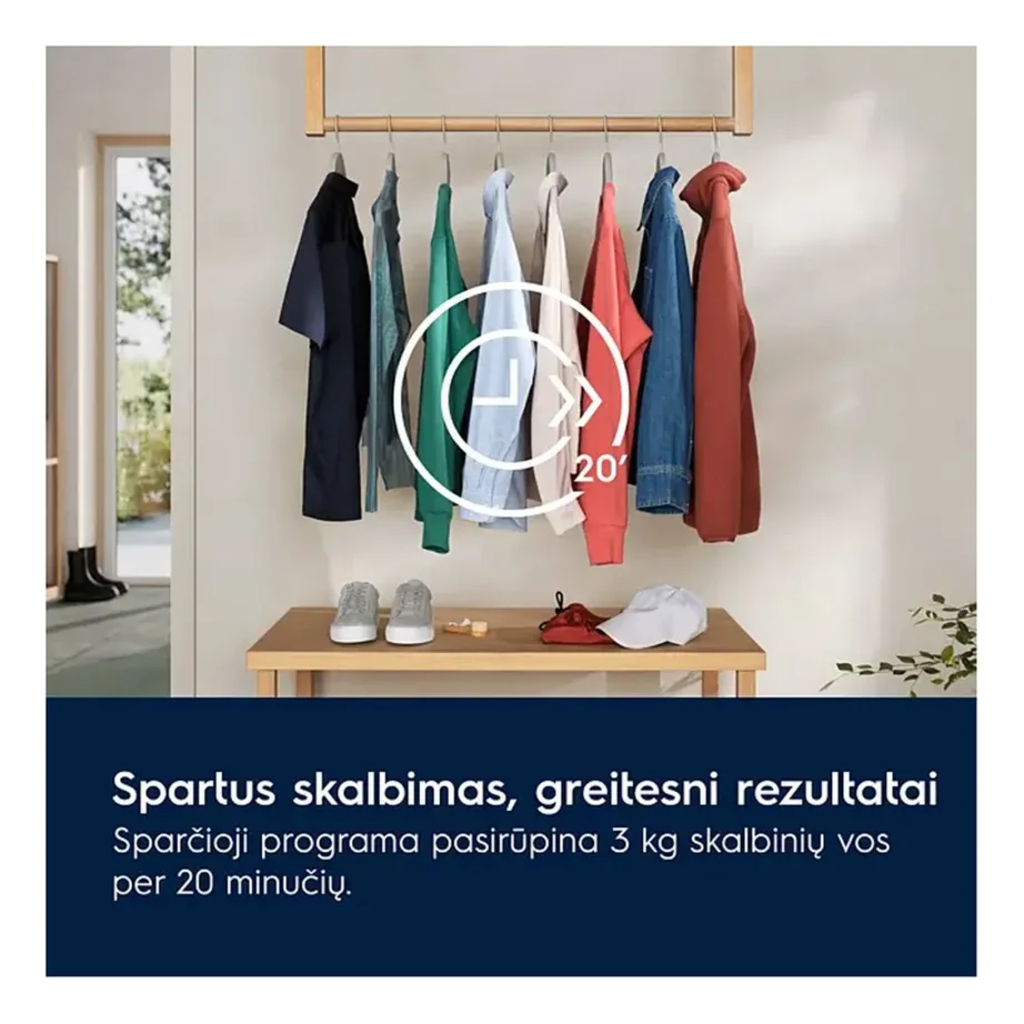 9 kg A-klassi esilaadimisega pesumasin Electrolux EW6F1492E, 1400 p/min, SensiCare koormustuvastus, aurufunktsioon, Time Manager, Rapid 20 min, inverter-mootor, valge, 60 cm - 7