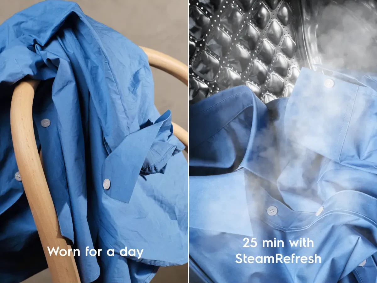 SteamRefresh auruprogrammiga pesumasin värskendab riideid auruga