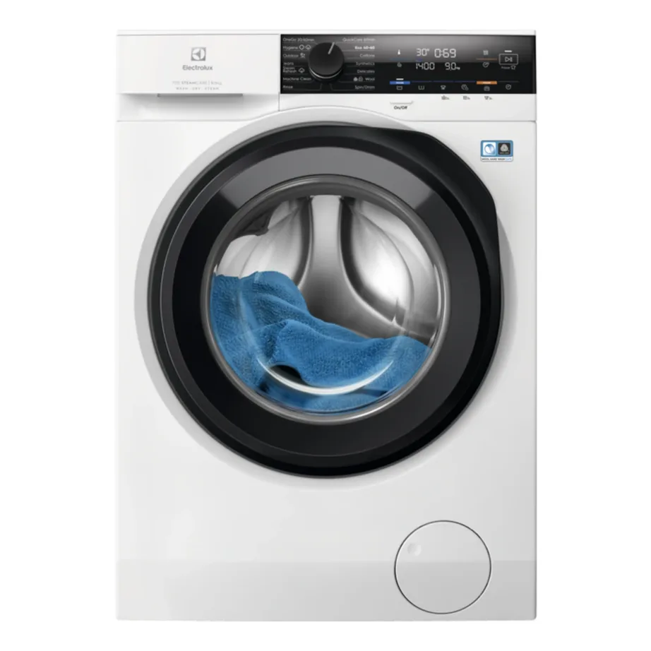 Kuivatiga pesumasin 9 kg pesu ja 5 kg kuivatust auruprogrammiga ELECTROLUX EW7W4492E, 60 cm, 1400 p/min, A-kl pesu, invertermootor, valge