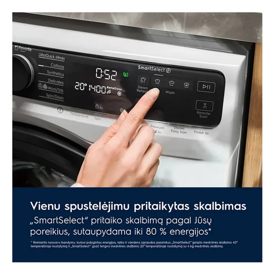 11 kg A-klassi eeslaetav pesumasin Wi-Fi ja auruprogrammiga Electrolux EW8FG5602CDE, 1600 p/min, UltraCare, UltraQuick 49 min, SmartSelect, tumehall, vabaseisev – 5