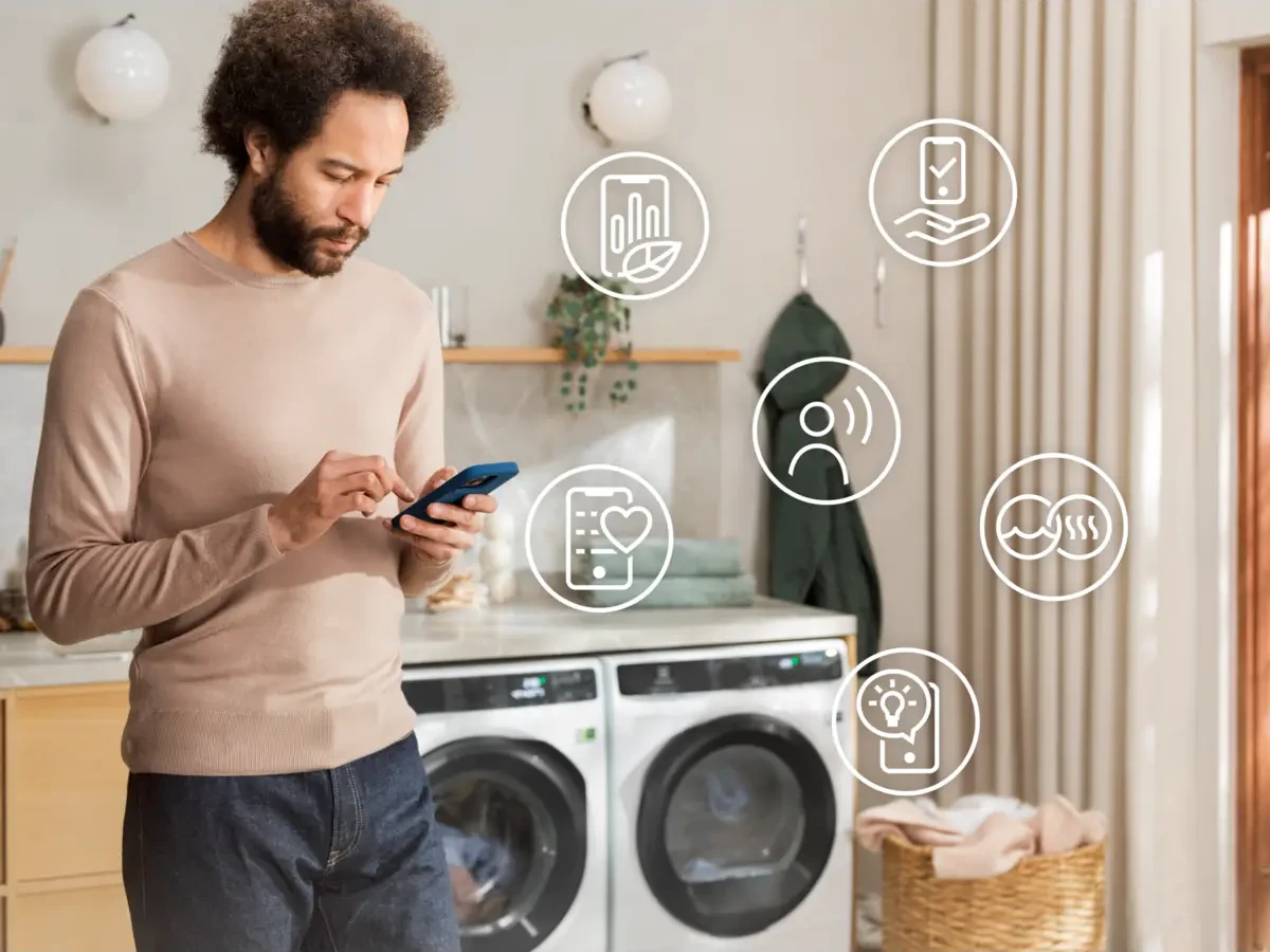 Electrolux Connected+ rakenduse ja pesumasina ühendamise illustratsioon