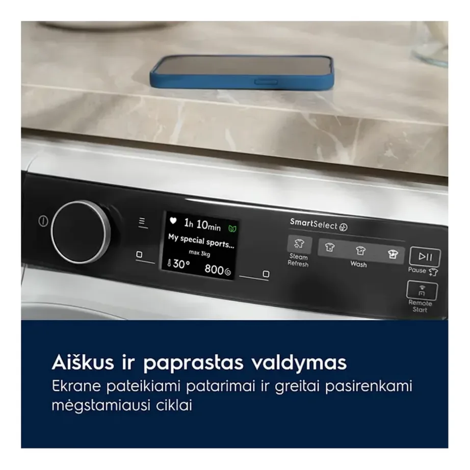 11 kg esiklaadimisega pesumasin A-klassi ELECTROLUX EW9F7607WCE, 1600 p/min, 60 cm, valge, PureWash Softwater, auruprogramm, Wi-Fi – 7