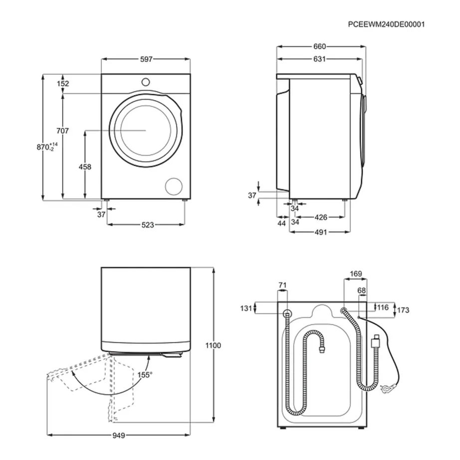 Kuivatiga pesumasin soojuspumbaga ELECTROLUX EW9WN249W, 9 kg pesu, 6 kg kuivatust, 1400 p/min, vabalttseisev, 60 cm, valge – 14