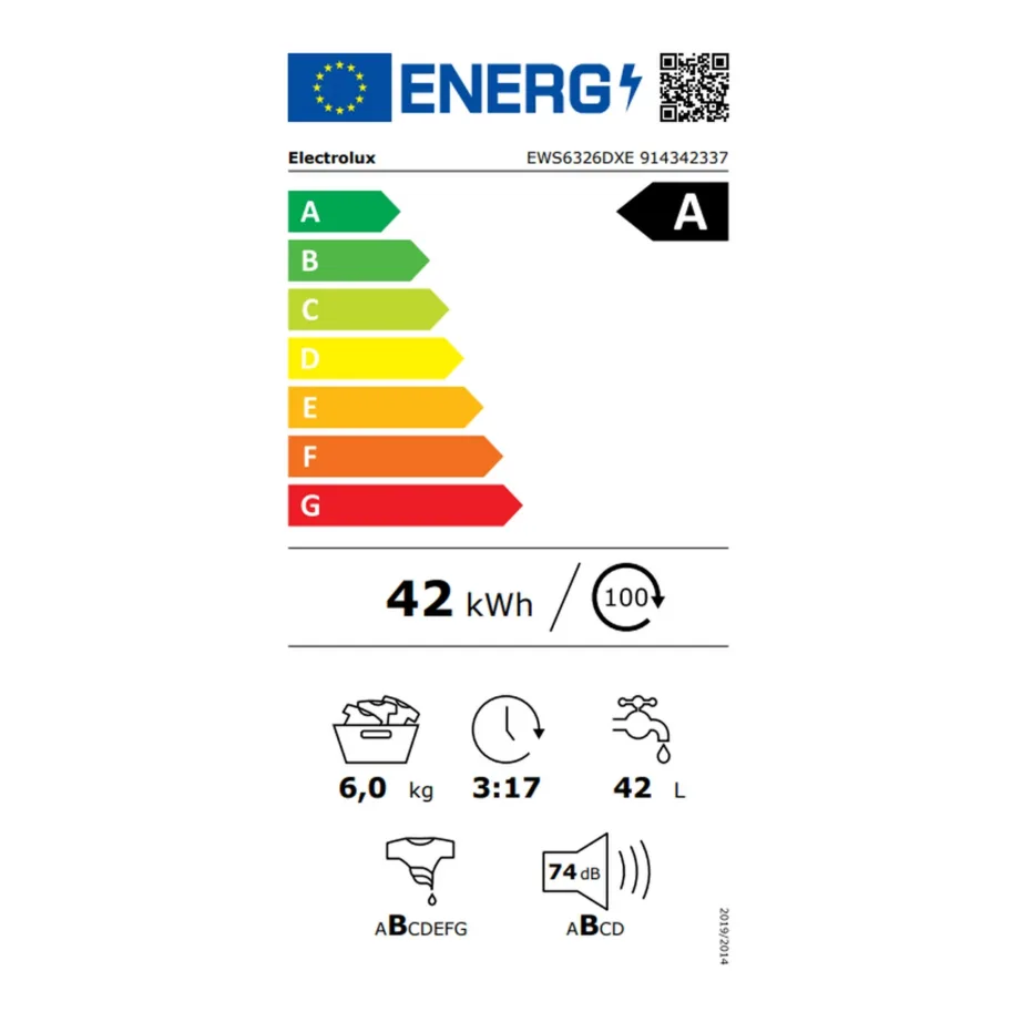 Kitsas eestlaetav pesumasin auruprogrammiga ELECTROLUX EWS6326DXE, 6 kg, 1200 p/min, A energiaklass, 60 cm, sügavus 41.1 cm, tumehall – 2