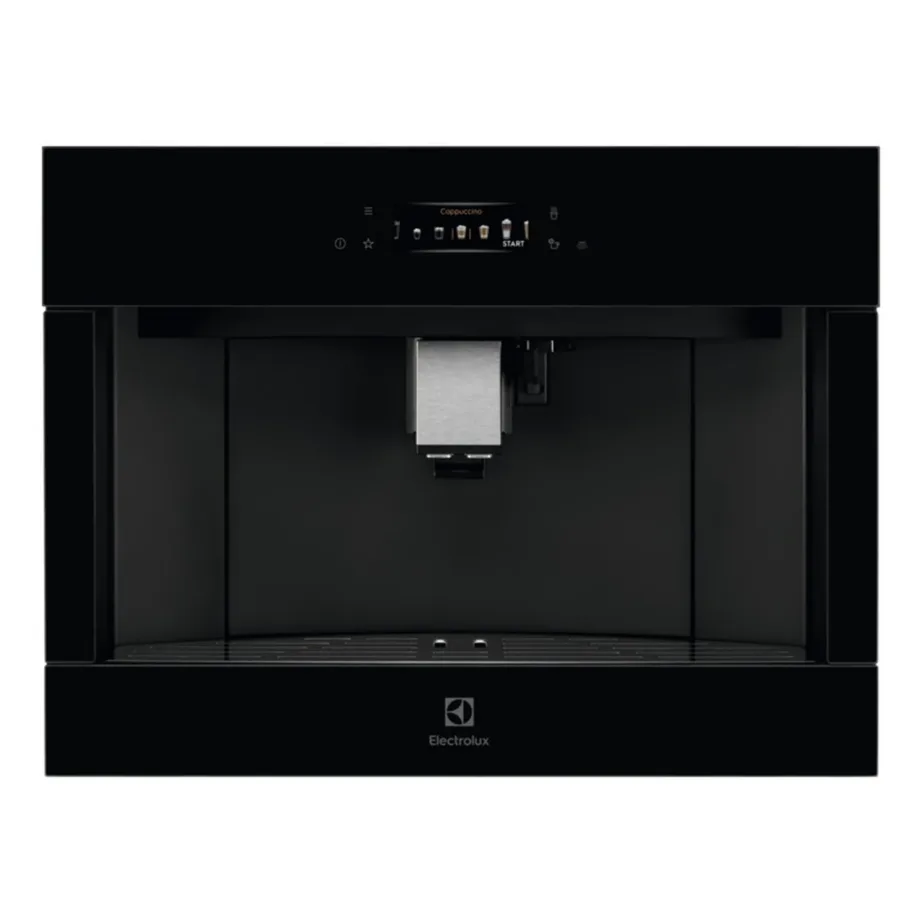 Integreeritav automaatne kohvimasin 15 bar Electrolux KBC85Z, 2,5 l veepaak, 350 g ubade mahuti, 16 programmi, piimakann, ekraan, must, paigaldus 45×56 cm