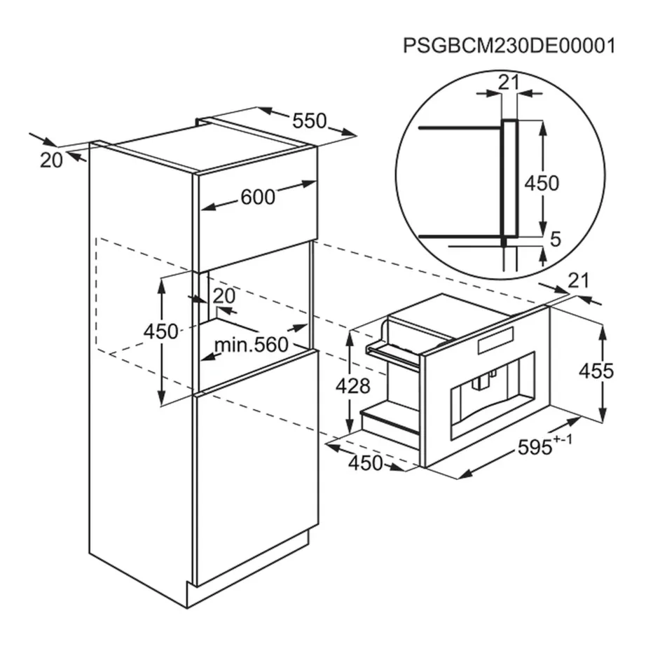 Integreeritav automaatne kohvimasin 15 bar Electrolux KBC85Z, 2,5 l veepaak, 350 g ubade mahuti, 16 programmi, piimakann, ekraan, must, paigaldus 45×56 cm – 5