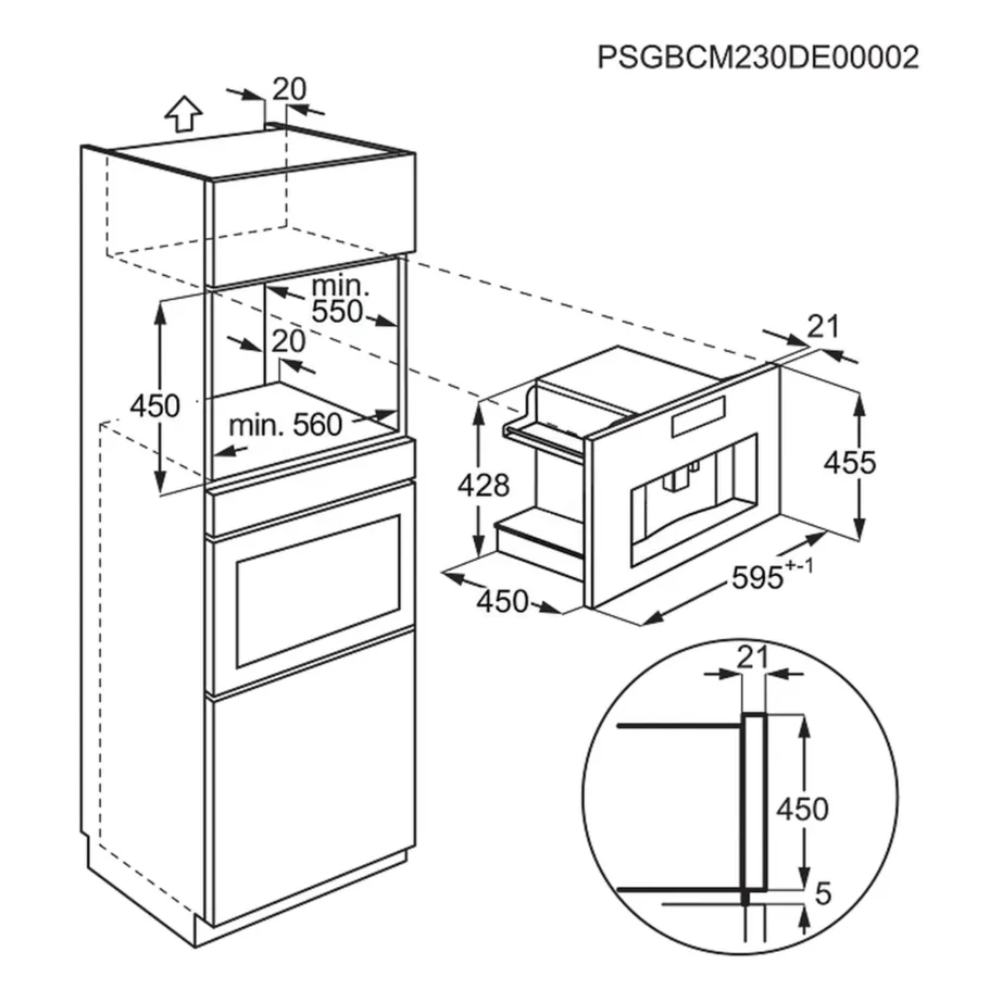 Integreeritav automaatne kohvimasin 15 bar Electrolux KBC85Z, 2,5 l veepaak, 350 g ubade mahuti, 16 programmi, piimakann, ekraan, must, paigaldus 45×56 cm – 6