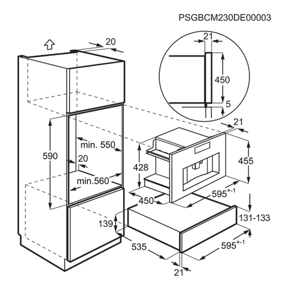 Integreeritav automaatne kohvimasin 15 bar Electrolux KBC85Z, 2,5 l veepaak, 350 g ubade mahuti, 16 programmi, piimakann, ekraan, must, paigaldus 45×56 cm – 7
