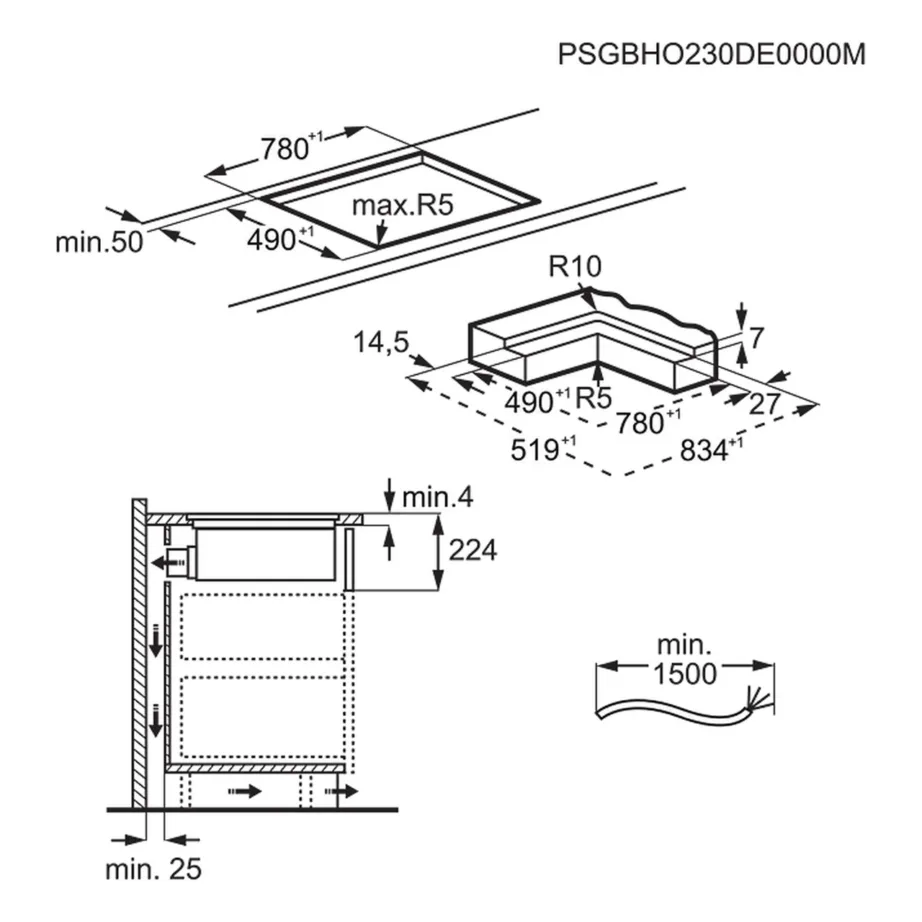 Induktsioonpliidiplaat integreeritud õhupuhastiga ELECTROLUX KCC84453CK, 80 cm, 4 tsooni, 7200 W, 2xBridge, A+ energiaklass, must, tööpinna- või süvistatav paigaldus – 14