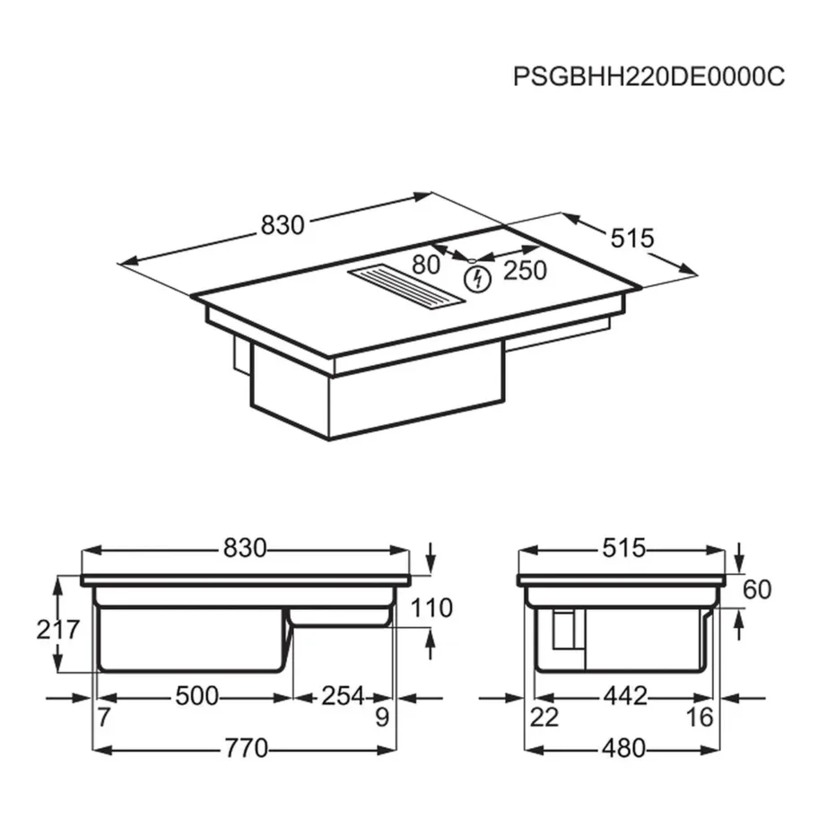 Induktsioonpliidiplaat integreeritud õhupuhastiga ELECTROLUX KCC84453CK, 80 cm, 4 tsooni, 7200 W, 2xBridge, A+ energiaklass, must, tööpinna- või süvistatav paigaldus – 15