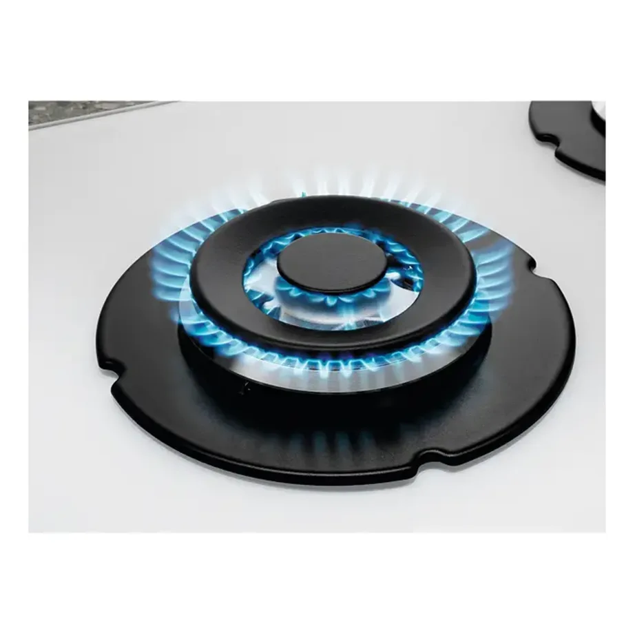 60 cm gaasipliidiplaat StepPower juhtimisega ELECTROLUX KGG64362W, 4 põletit, wok-põleti, 8900 W, karastatud klaas, malmist pannitoed, valge, pealtpaigaldus – 4