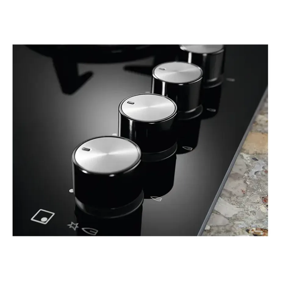 Gaasipliidiplaat StepPoweriga ELECTROLUX KGG75362K, 75 cm, 5 keeduala (sh WOK), karastatud klaas, malmist pannitoed, must, leegi valvesüsteem, LPG düüsid – 6