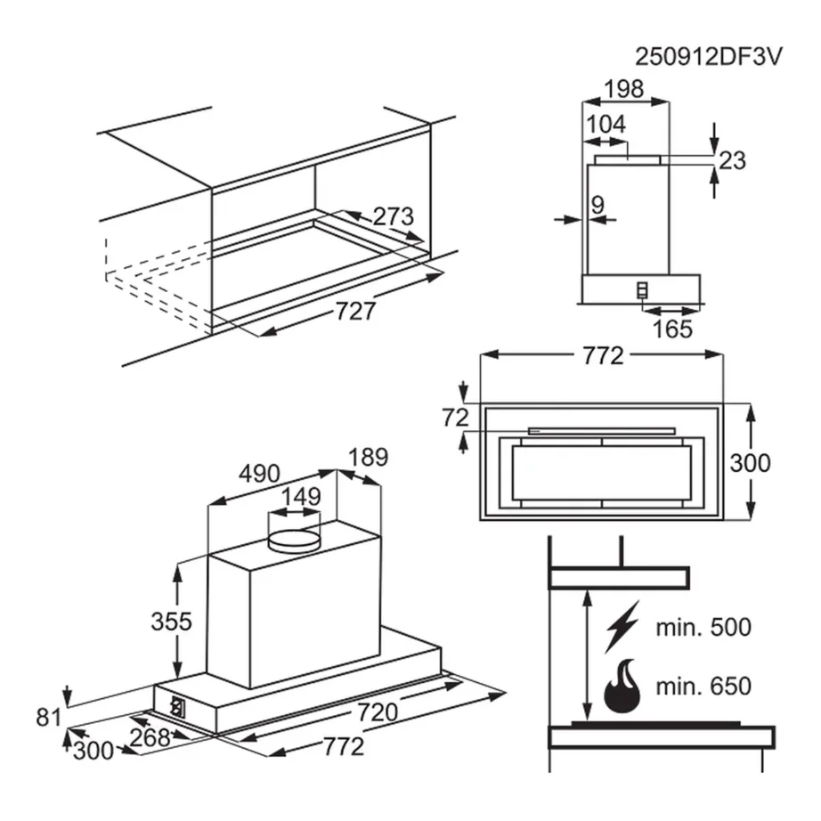 Integreeritav õhupuhasti AutoSense anduritega ELECTROLUX LFG815K, 55 cm, must, väljatõmme 150 mm, ExtractionTech Pro kuni 650 m³/h, LED valgustus, energiaklass A – 7