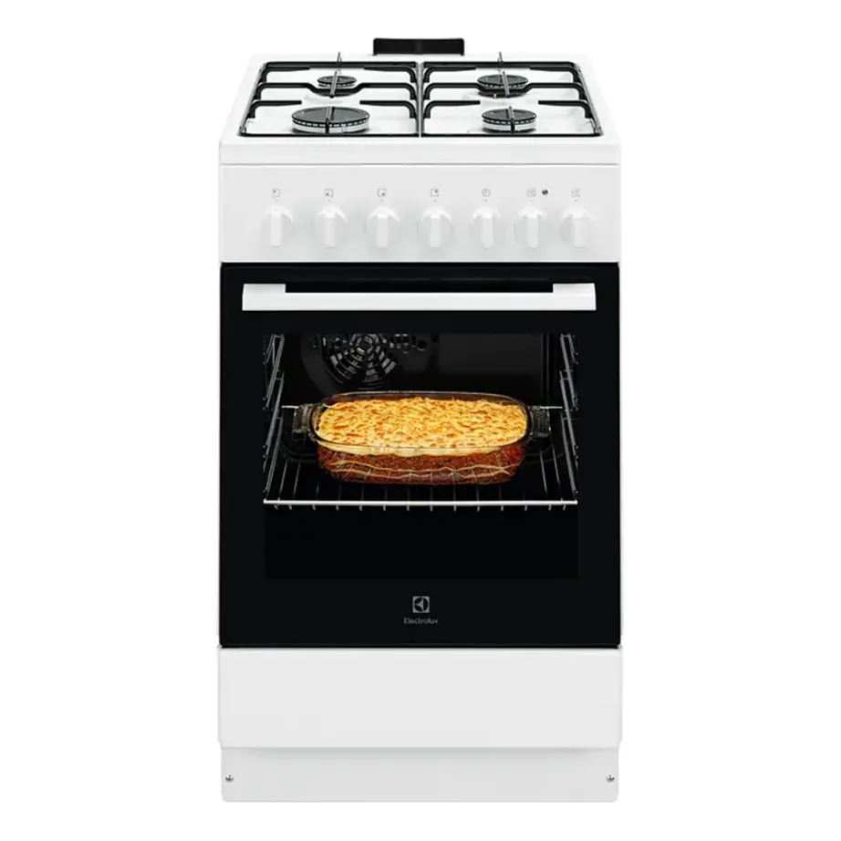 Gaasipliit elektriahjuga 50 cm ELECTROLUX LKK520032W, 4 gaasipõletit, 57 L A-klassi ahi, pöördõhk, nõudesahtel, valge – 4