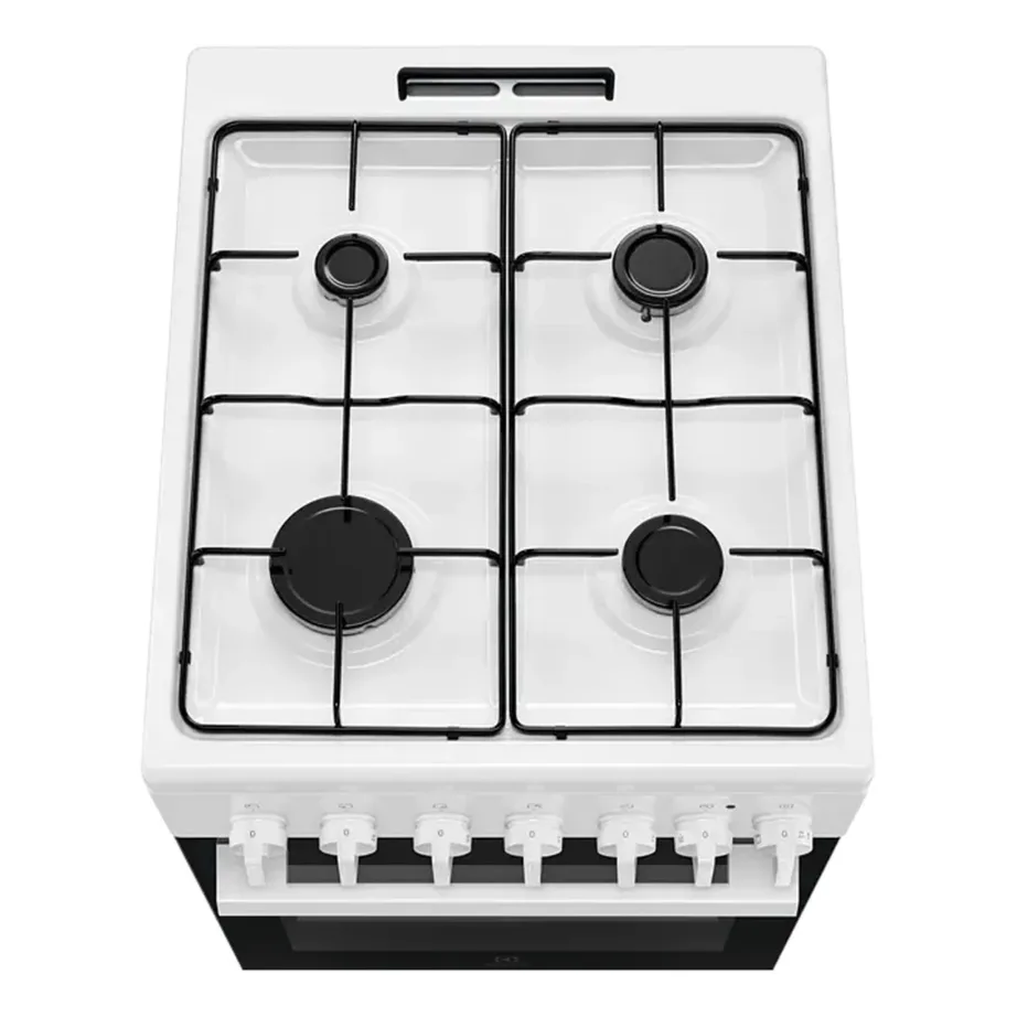 Gaasipliit elektriahjuga 50 cm ELECTROLUX LKK520032W, 4 gaasipõletit, 57 L A-klassi ahi, pöördõhk, nõudesahtel, valge – 5