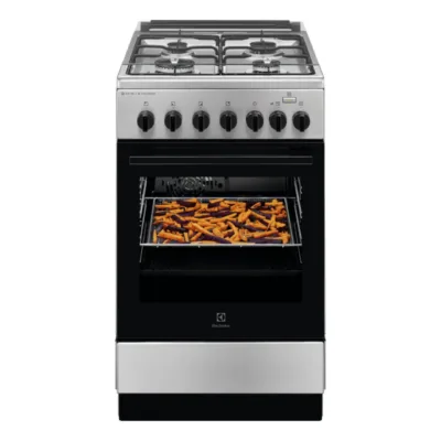 Vabaltseisev gaasiplaadiga elektripliit SteamBake ja AirFry funktsiooniga ELECTROLUX LKK560010X, 50 cm, 58 l, 4