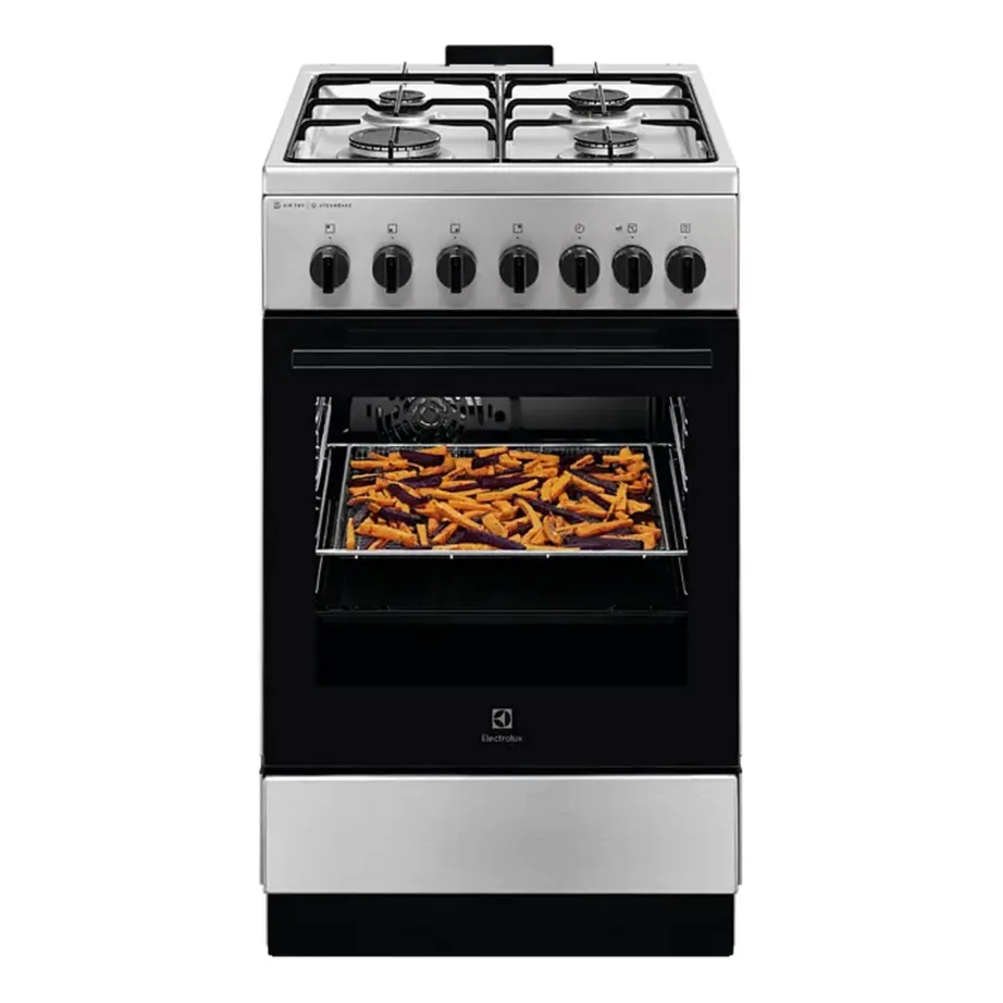 Vabaltseisev gaasiplaadiga elektripliit SteamBake ja AirFry funktsiooniga ELECTROLUX LKK560010X, 50 cm, 58 l, 4 põletit, A-klassi, roostevaba teras, Aqua clean, nõudesahtel – 4