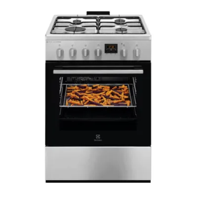 Gaasipliit elektriahjuga SteamBake ja AirFry funktsiooniga Electrolux LKK660221X, 60 cm, 58 l, roostevaba teras,