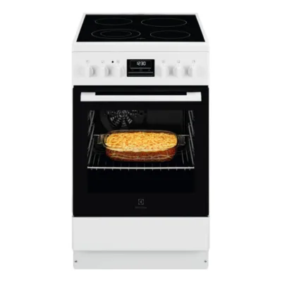 Klaaskeraamiline elektripliit pöördõhuga ahjuga ELECTROLUX LKR540266W, 50 cm, 57 l, 4 keeduala, A energiaklass, valge