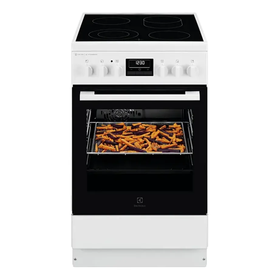 Klaaskeraamiline elektripliit SteamBake ja AirFry funktsiooniga ELECTROLUX LKR564277W, 50 cm, 58 l elektriahi, konvektsioon, katalüütiline puhastus, valge – 4
