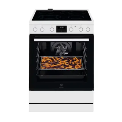 60 cm klaaskeraamiline elektripliit AirFry ja pöördõhuga ELECTROLUX LKR64022AW, 4 keeduala laiendustsoonidega, 73 l