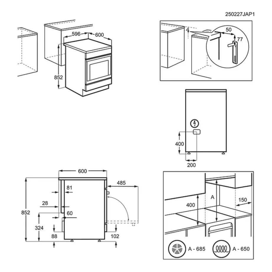 Elektripliit klaaskeraamilise keedupinna ja AirFry ahjuga ELECTROLUX LKR64023AW, 60 cm, 73 L, 4 keedutsooni, pöördõhk, Aqua Clean, LED taimer, A-klass, valge – 9
