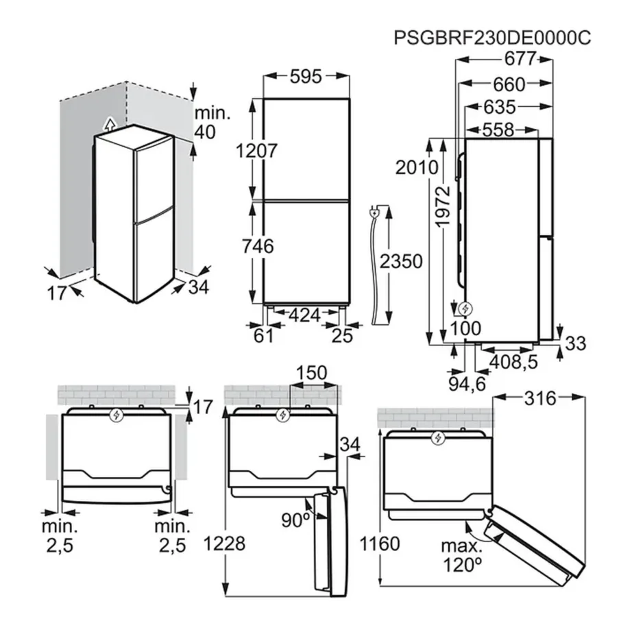 Külmik-sügavkülmik NoFrost ühtlase õhuringlusega ELECTROLUX LNT7ME36G2, alumise sügavkülmaga, 266/101 L, inverterkompressor, 38 dB, E-kl, LED-valgustus, valge klaas, 201×59.5×66.2 cm - 18