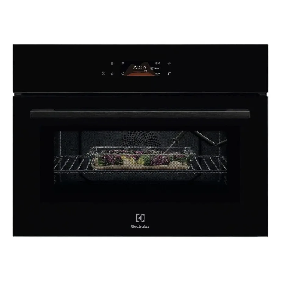 Integreeritav kompaktne kombiahi mikrolainefunktsiooniga ELECTROLUX LVL8E09Z, 44 L, 45 cm, 60 cm, must klaas, 1000 W mikrolaine, 1900 W grill, pöördõhk, puutetundlik TFT-ekraan, toidutermomeeter