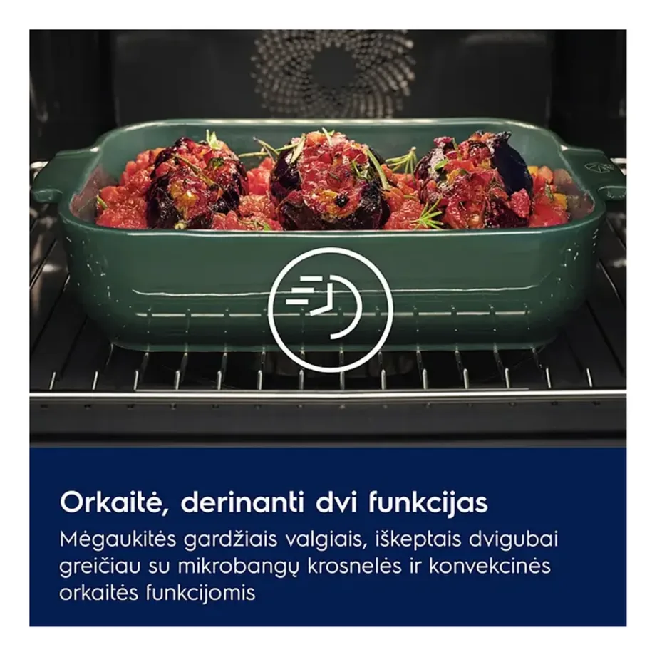 Integreeritav kompaktne kombiahi mikrolainefunktsiooniga ELECTROLUX LVL8E09Z, 44 L, 45 cm, 60 cm, must klaas, 1000 W mikrolaine, 1900 W grill, pöördõhk, puutetundlik TFT-ekraan, toidutermomeeter – 5