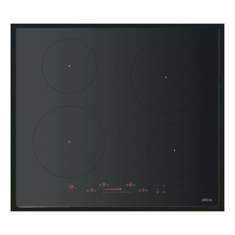 60 cm induktsioonpliidiplaat 4 tsooni ja bridge-tsooniga ELICA PRIMIS 604 PLUS RAW, vitrokeramika, must matt, puutejuhtimine slider, raamita, pealt- või tasapinnaga paigaldus, 7200 W