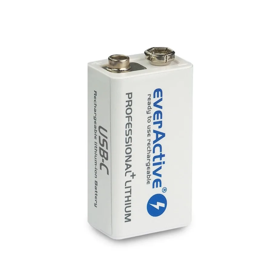 everActive EVHR22-550C 9V 550mAh liitiumioon laetav aku USB-C laadimisega (1 tk, 26,4×48,5 mm) – 3