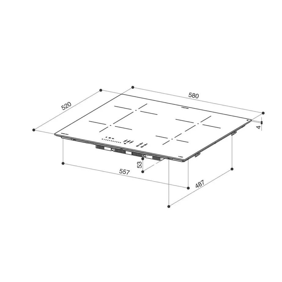 60 cm induktsioonpliidiplaat juhtmevaba kubuühendusega FABER FCH 64 BK KL, 4 keeduvälja, 1xBridge, Slider puutenuppudega, raamita must klaas, 7400 W, pealt- või tasapaigaldus – 2