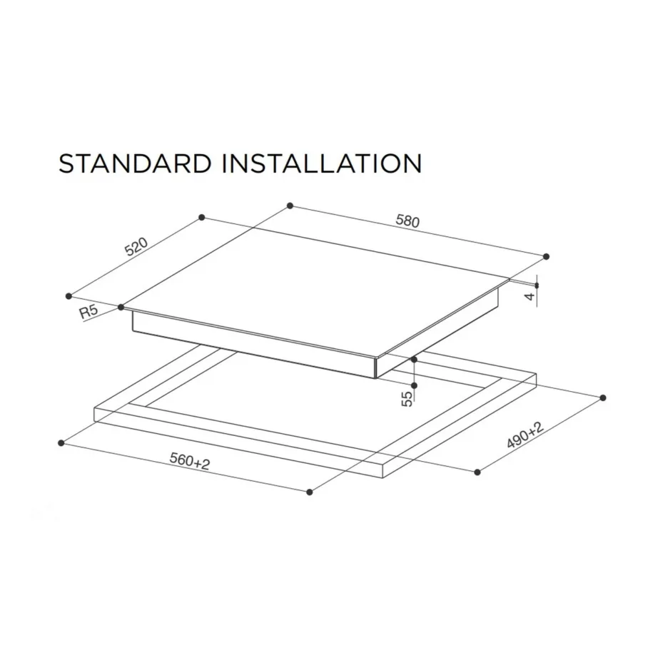 60 cm induktsioonpliidiplaat juhtmevaba kubuühendusega FABER FCH 64 BK KL, 4 keeduvälja, 1xBridge, Slider puutenuppudega, raamita must klaas, 7400 W, pealt- või tasapaigaldus – 3